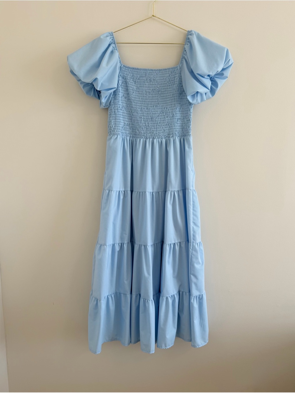 PRETTYGARDEN Puff Sleeve Smocked Midi Dress